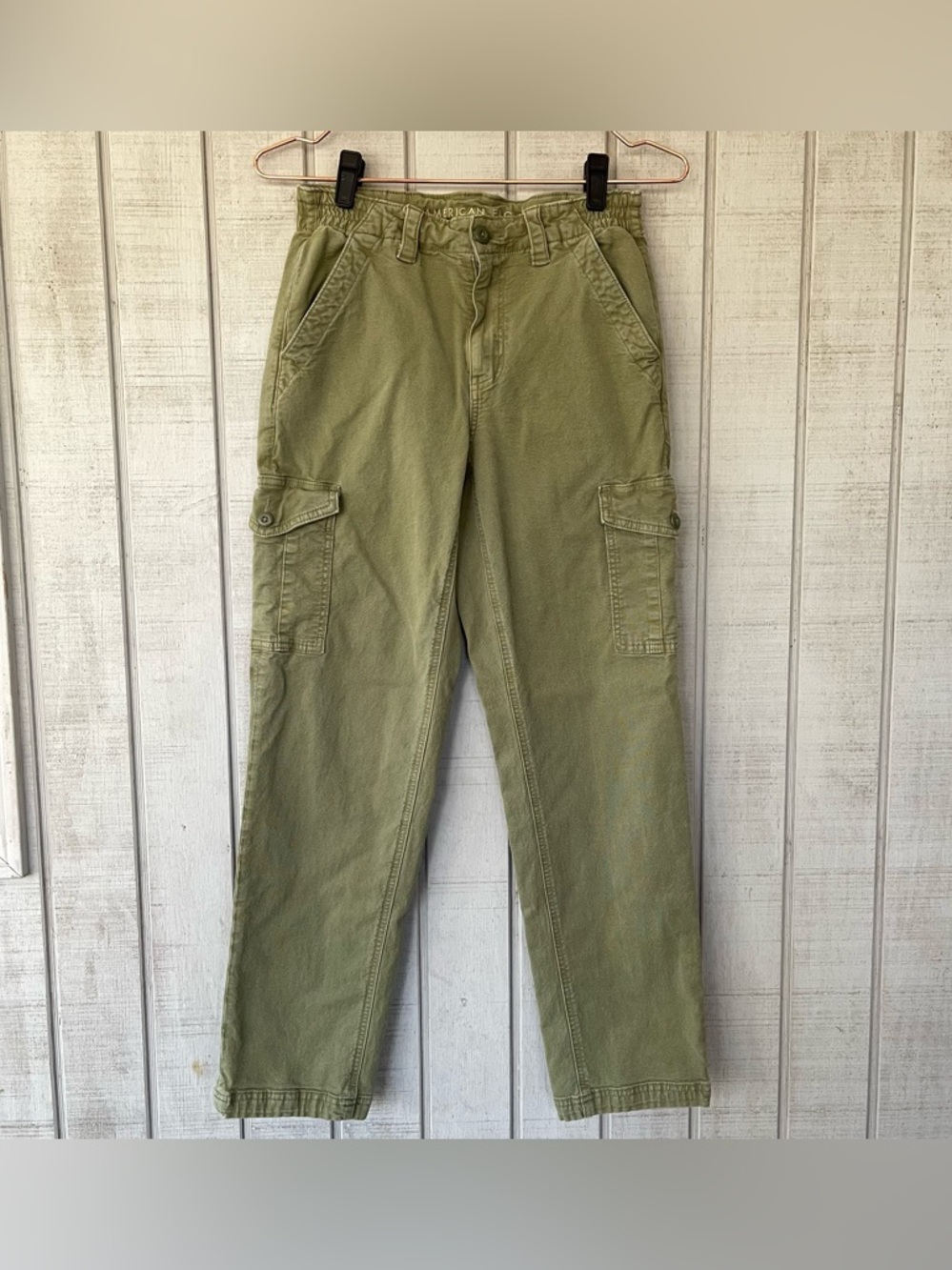 🌿 American Eagle Cargo Pants High Rise Olive‎ Green Utility Size 6